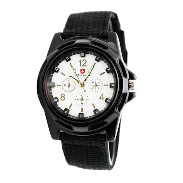 Casual Sport Quartz Klockor För Män Nylonband Hållbara Högvärdiga Klockor D0a6 Black White One size