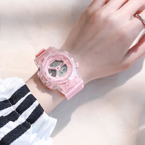 Elektronisk watch som visar vit smog Blå watch hane och f Pink One size