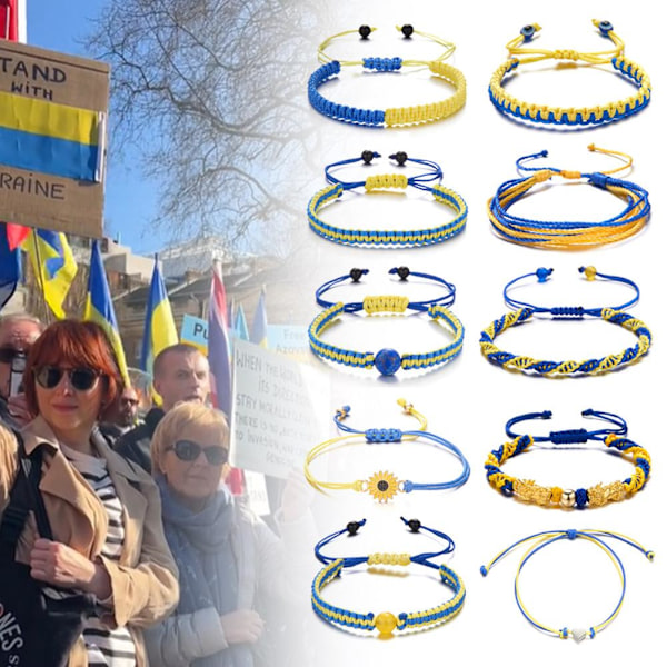 Ukraina Stickade Armband Justerbart Ukraina Fredsarmband V4O1 S8M4 Z1O4 N6Y9 D One size