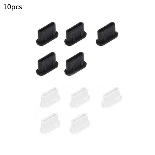 10-100 st Silikon Anti-Damm Plugg Typ-C USB Hörlursdamm L8C8 Plugg Sup♤ white and blackA one-size 5pcs