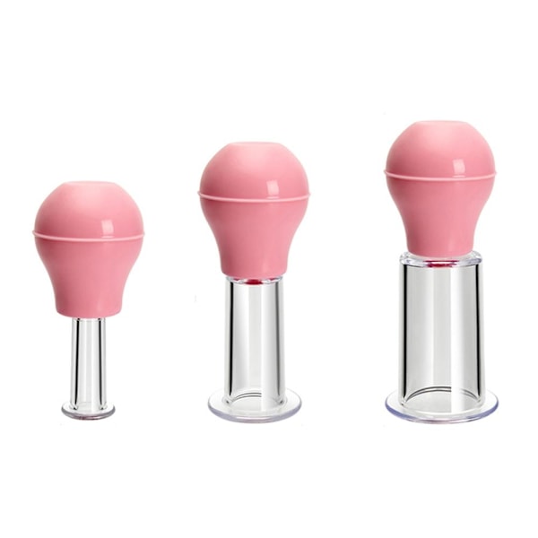 3 koppar Anti-Cellulite Ansiktsmassage Kopping Set Glas Silikon pink L