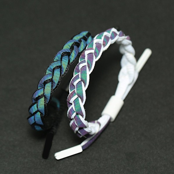 Flätat pararmband reflekterande färgskiftande armband för män kvinnor födelsedagspresent S4 Black One size