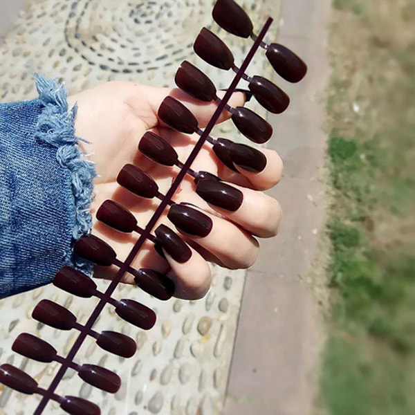 24 st Enfärgade Falska Nagelremsor Långa Balett Nagelremsor; Y16 24pcs