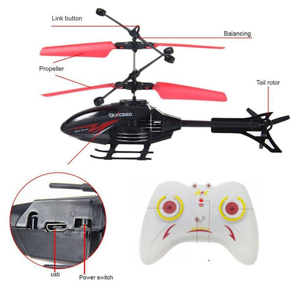 Fjärrkontroll Induktionshelikopter Med Fjärrkontroll Kan Accelerera Hängande Flygande Leksak Lämplig För Interaktiva Flygleksaker red with Remote control