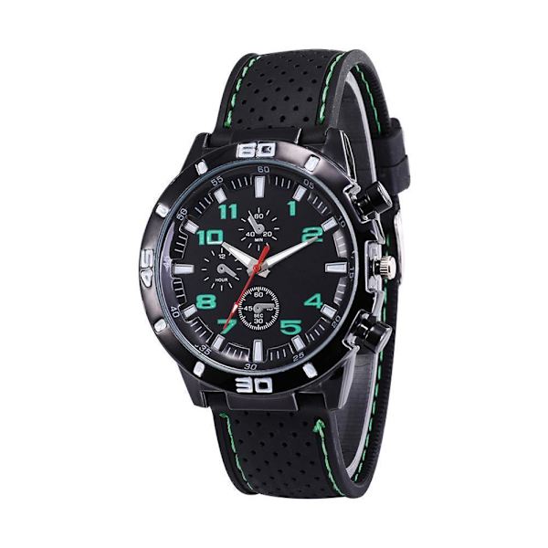Herrklockor Sport Armbandsur Pojke Armé Silikonarmband Kvarts Billig Herrklocka ⛄ green One-size