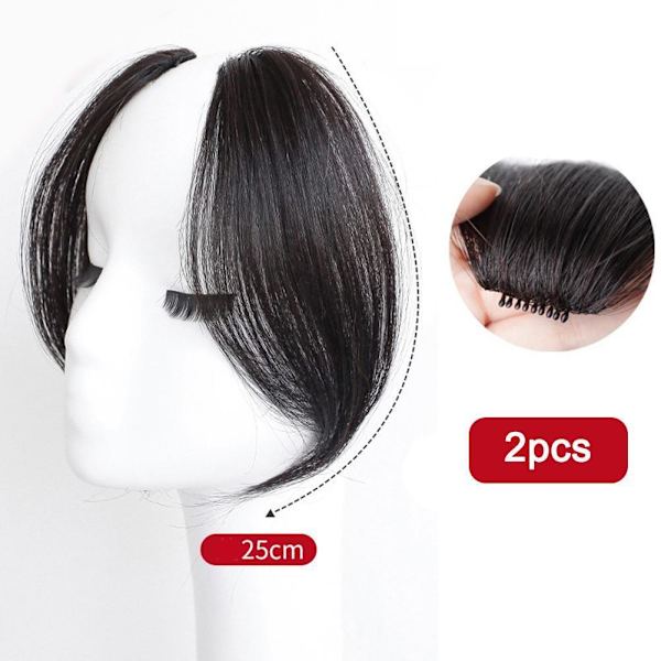 Falsk lugg, kvinnlig, naturlig, osynlig, luftig, sömlös patchperuk, båda sidor ∮ black 25cm