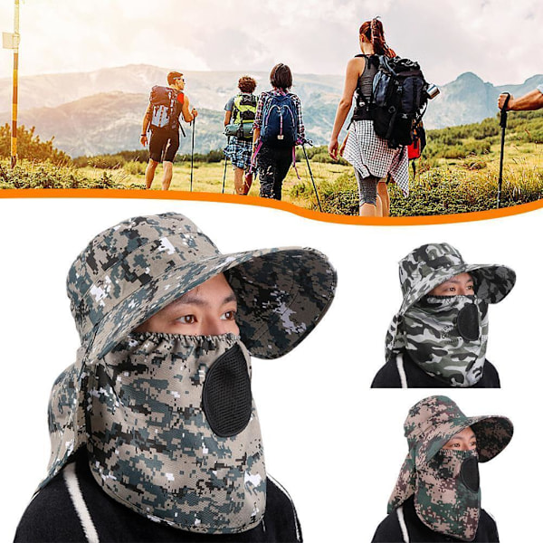 Anti-UV Arbetshatt Värme Frontskydd Ansikte Arméhatt Hel Hatt Utomhus Vandringshatt B4I6 C 1size