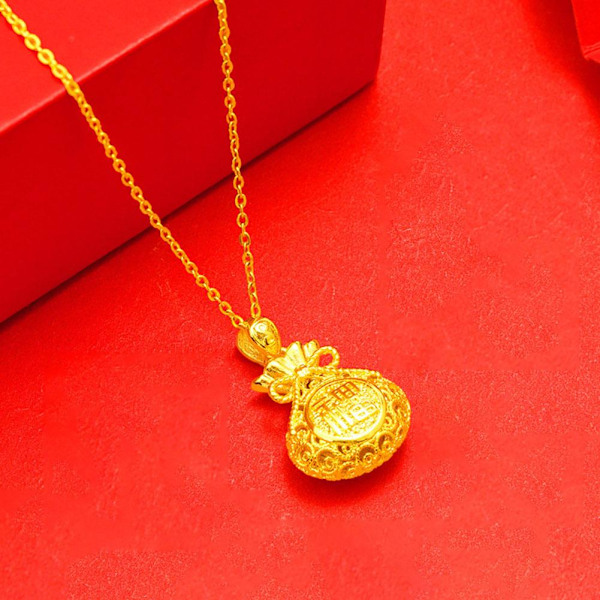Gyllene Lyckopåsar Lyckoamulett Hängsmycke Halsband Män eller Kvinnor GXM