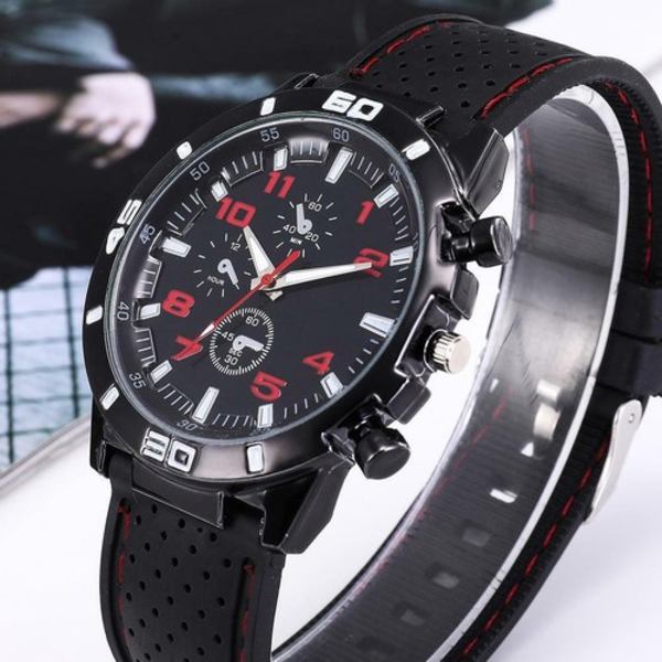 Herrklockor Sport Armbandsur Pojke Armé Silikonarmband Kvarts Billig Herrklocka ⛄ red One-size