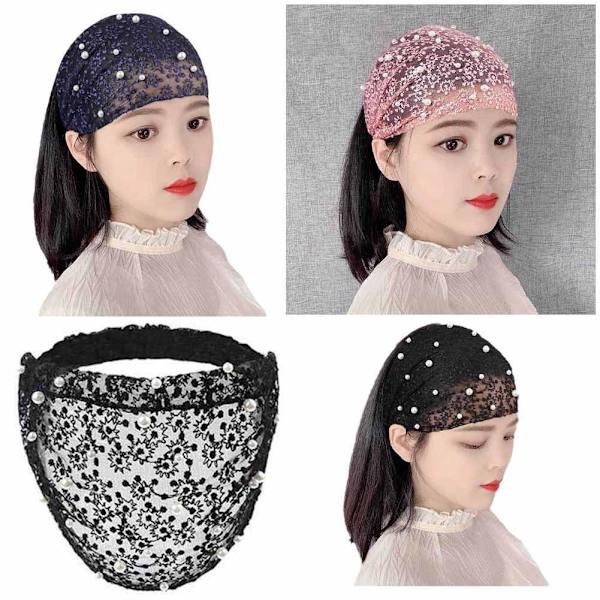 Utsvängd Hårband med Blommor, Koreansk Stil för Smink ✨ U5T9 black one-size