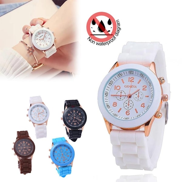 Färgad Jelly Quartz Silikonklocka Damklocka Present Jelly Armbandsur Student Dam F1W9 White One size