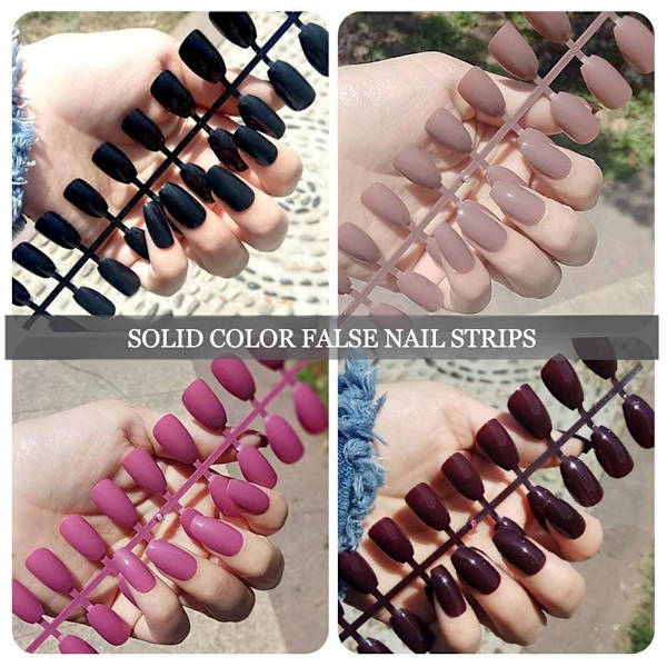 24 st Enfärgade Falska Nagelremsor Långa Balett Nagelremsor; Y9 24pcs