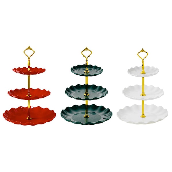 3-vånings Tårtfat Dessertställ Fruktfat Bröllop Snacks Lyxigt Partyfat Dessert Frukt Födelsedag Q0q1 white one-size