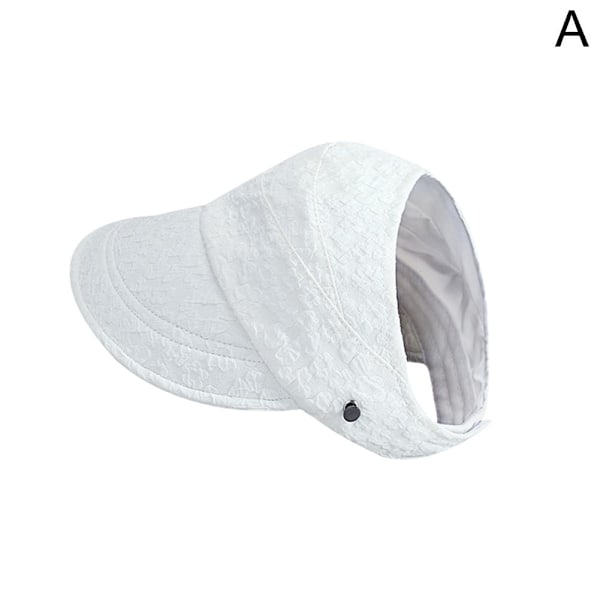 Sommar Dam Hinkhatt UV-skydd Bred Brim Strand Solhattar Tomma Toppar A5 white one-size