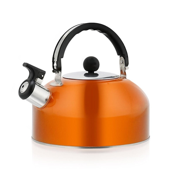 Visslande vattenkokare i rostfritt stål, campingvattenkokare för gasspis och induktionshäll UKS orange 1PCS
