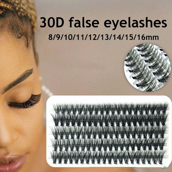 100 Kluster Mink Ögonfransar Falska Ögonfransar Naturliga Individuella Fransar Hot V8 black30P 16mm