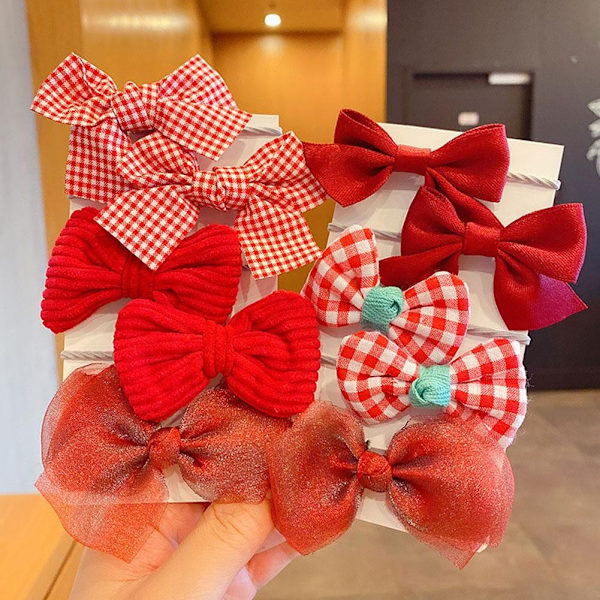 Stylingverktyg 10 st/set Blomma Rosett Elastiska Hårband För Flicka Barn Liten Flicka Huvudbonad Red 1set