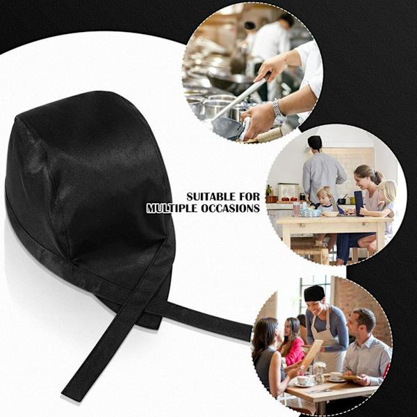 Kock Servitör Hatt Restaurang Kök Bandana Servitörer Restaurang Full Sushi Hatt Pirat Servitriser N5f4 black+white 1pcs