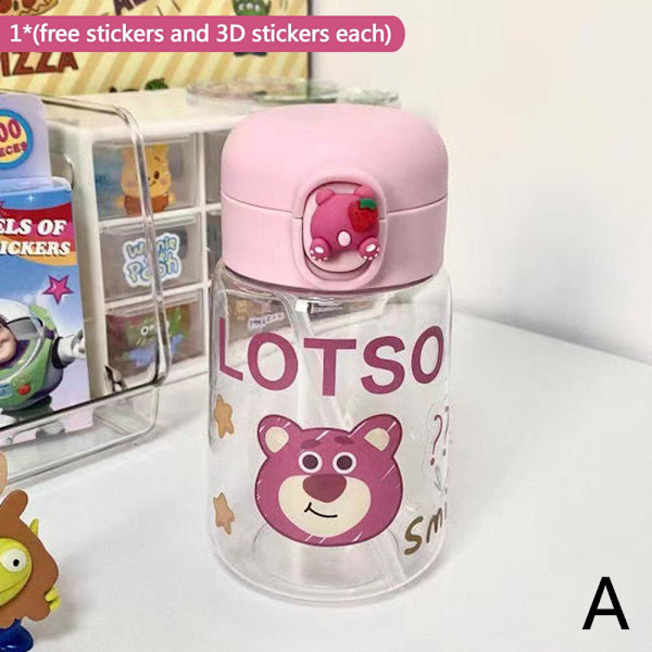 400ml Söt Treögd Pojke Vattenkopp För Kvinnor, Snygg Sugrörskopp, Jordgubbsbjörn För V0B0 pink 400ml