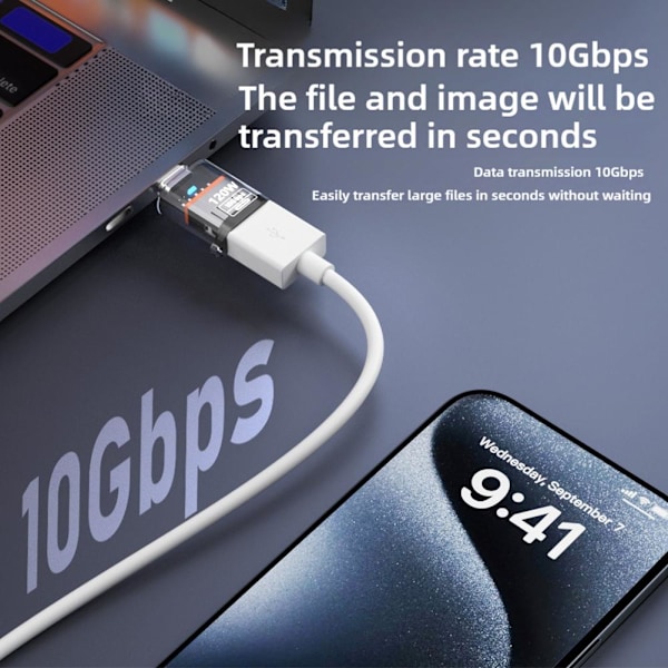 USB 3.2 Hona till Typ C Hane Port Konverter Adapter☆ E5R6 F8D6 Transparent 1 pcs