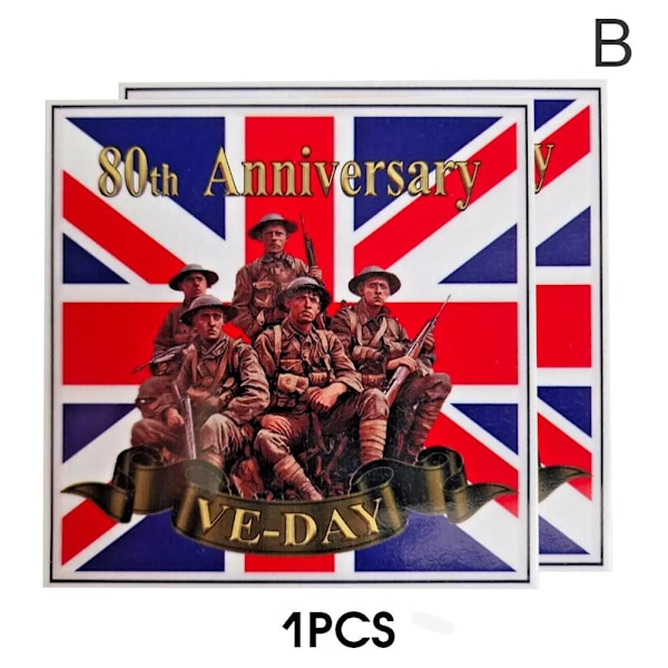 1-10x VE Day Fönsterdekaler 80-årsjubileum Militär squ B 2pcs