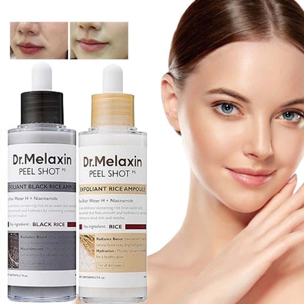 Dr. Melaxin Peel Shot Glow Exfoliant Rice Ampoule (vitt ris/ B Black 1pcs