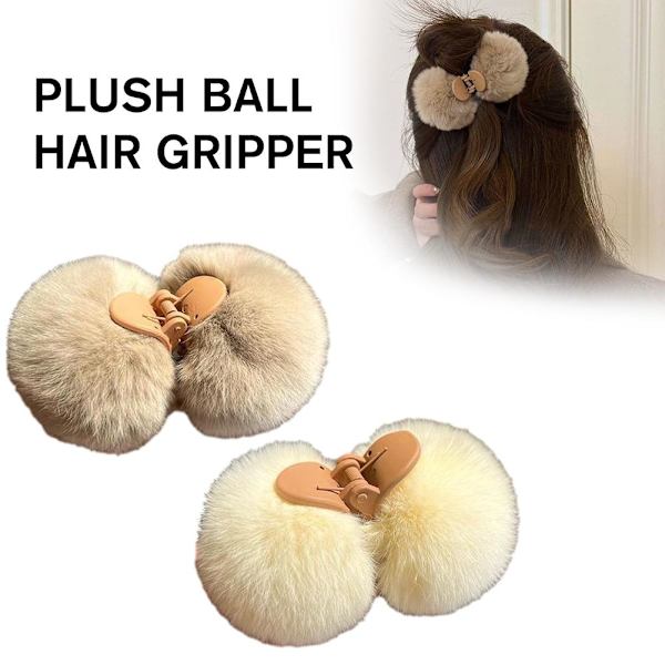 Plyschboll Hårklämma Höst Vinter Plysch Liten Klämma Kant Håraccessoar αψ beige one-size