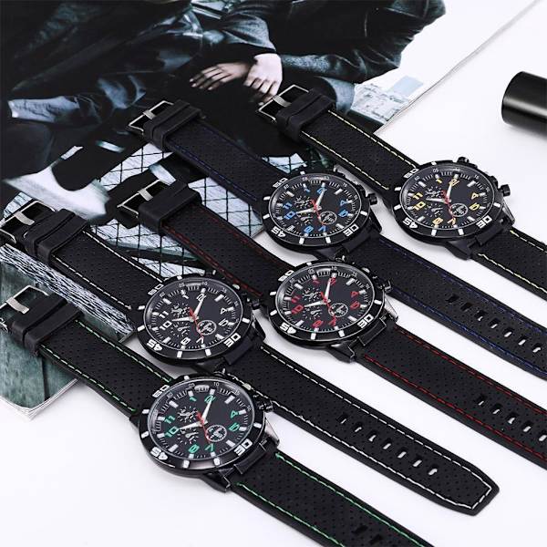Herrklockor Sport Armbandsur Pojke Armé Silikonarmband Kvarts Billig Herrklocka ⛄ red One-size