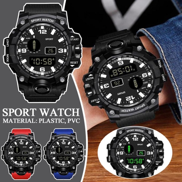 Multifunktionell elektronisk watch för män för män och kvinnor för män S Black One size