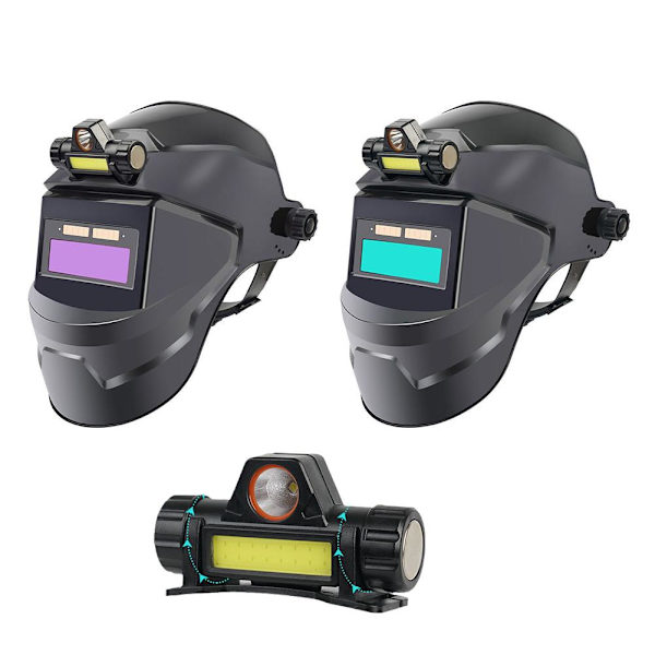 Automatiskt nedbländande svetshjälm med uppfällbart ljus Professionell svetsmask Real color one