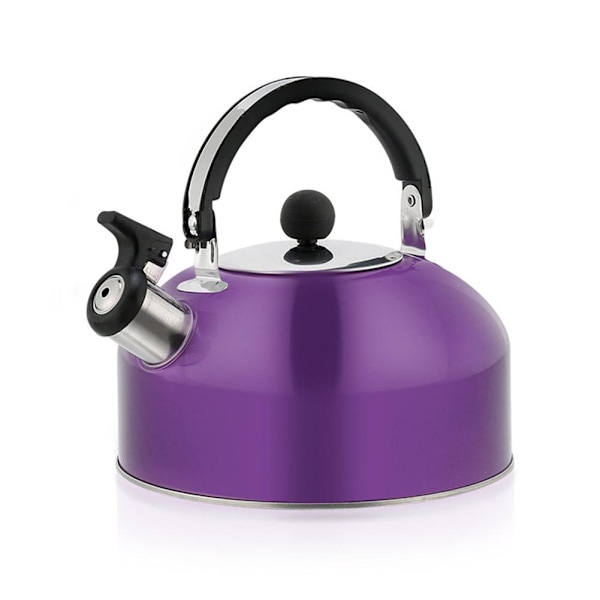 Visslande vattenkokare i rostfritt stål, campingvattenkokare för gasspis och induktionshäll UKS purple 1PCS