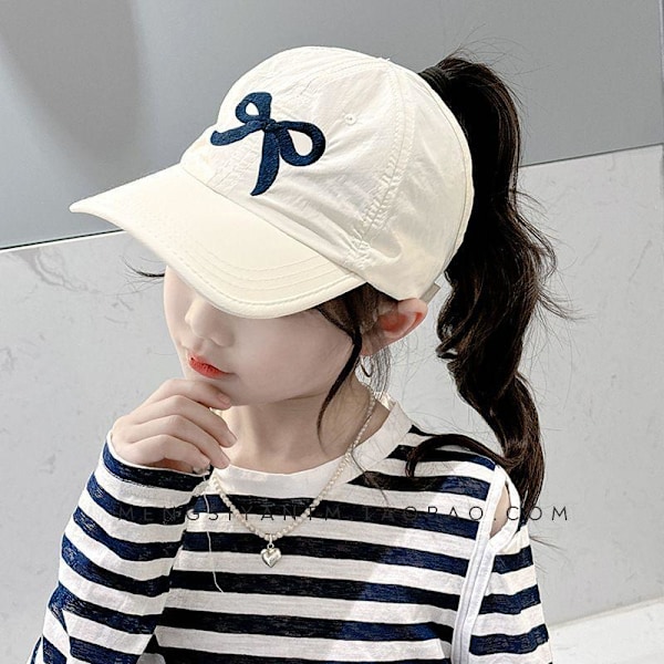 Solhatt för barn i koreansk stil med rosett, mjuk skugga, ingen topp för stranden Pink One size