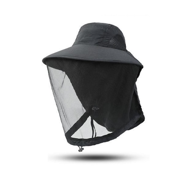 Fiskehatt för utomhusbruk med nätmask, myggsäker och solskydd Dark gray 1pc