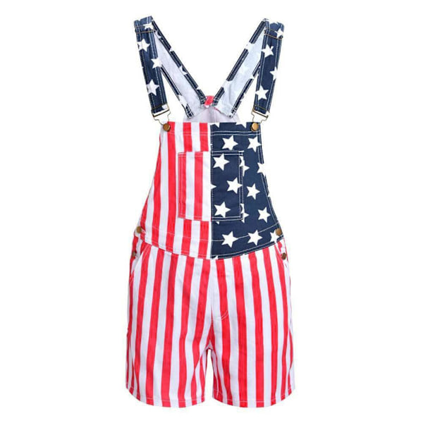 Amerikansk flagga tryckta shorts hängslen jumpsuits haklapp byxor avslappnad overall R0 för män as showL L