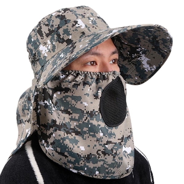 Anti-UV Arbetshatt Värme Frontskydd Ansikte Arméhatt Hel Hatt Utomhus Vandringshatt B4I6 C 1size