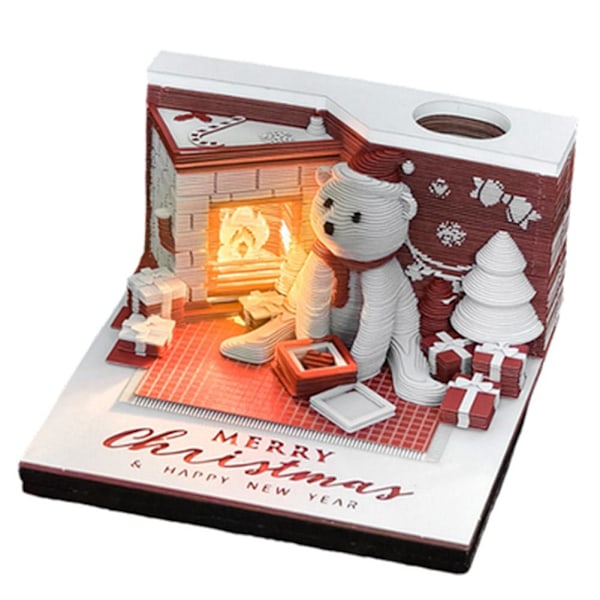 3D kalender papper carving anteckningar Jul Björn Anteckningsblock` T7J1 V6X2