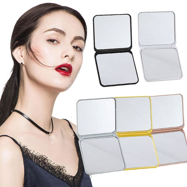 Mini Fyrkantig Sminkspegel Bärbar Dubbelsidig Vikbar Spegel Liten Gåva E8P6 white 1pcs