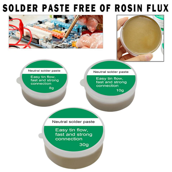 Lödflus, 8G Fluslödning, Flusmedel för Lödning, Lödpasta för Rostfritt Stål, Koppar, Järn, Nickel, Ingen Rengöring Lödpasta, Snabb Vi GreenB 10g