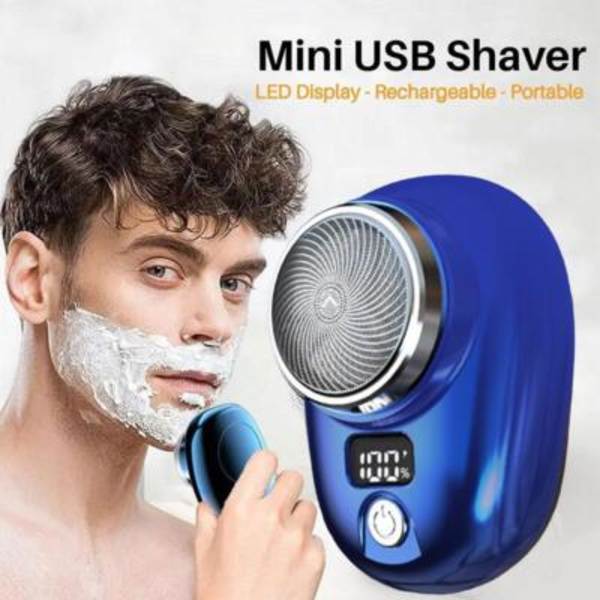 Bärbar Elektrisk Rakapparat Mini-Rakning för Män USB-Uppladdningsbar Rakapparat Rese-FIN Gradient Blue One-size