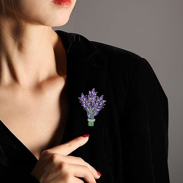 Vacker Kristall Lavendel Blomma Brosch Nål U7C4 purple+green ONE-SIZE