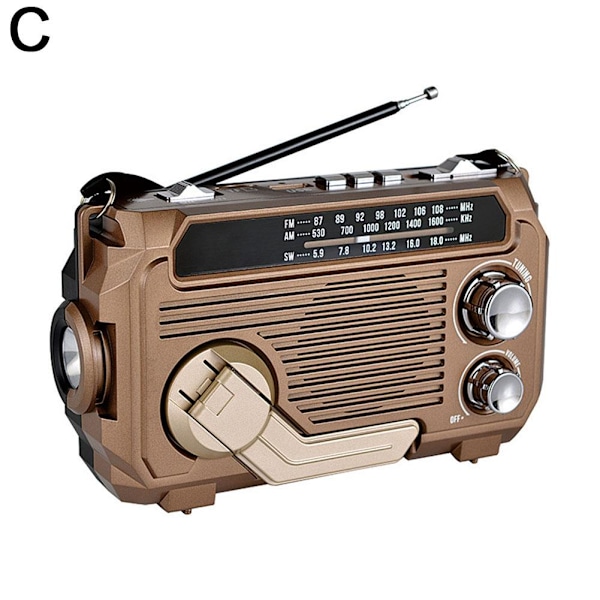 Solcellsdriven Nödradio med Handvev och Vattentät Bluetooth-högtalare Black 1 set