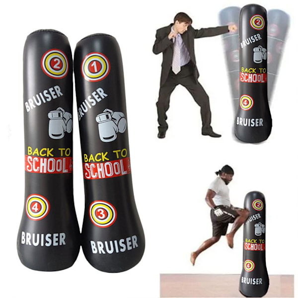 Uppblåsbar Fitness Boxningssäck Tung Boxning Måltavla Torn Spark Gym Träningssäck Sport Martial G8y0 BlackB 160cm