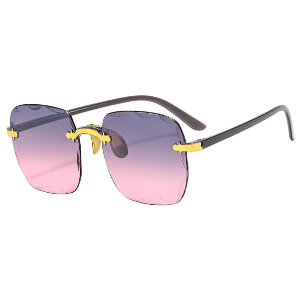 Nya Ramlösa Solglasögon med Skurna Kanter, Dam Solglasögon, Hög Definition, Lätta, UV-säkra N1u9 grey+pink 1PC