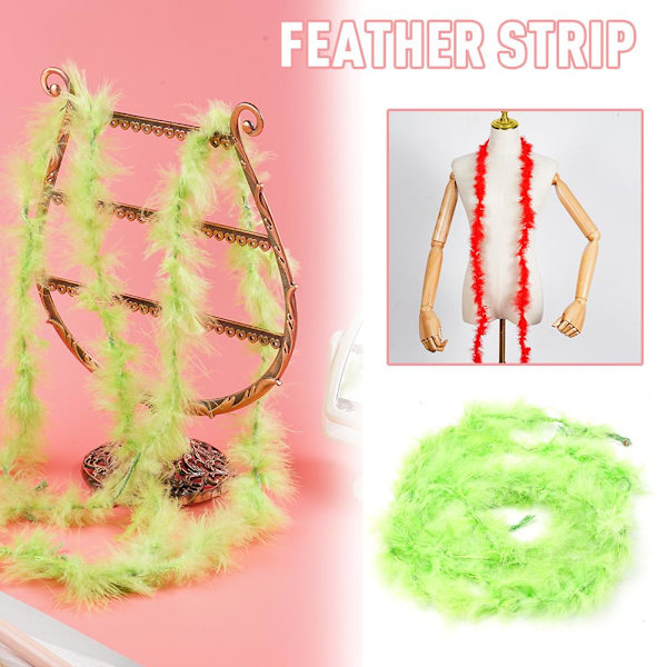 Kalkonfjäderremsa Fluffig Boa 2M Dam Party Bröllopsdekor DIY Hantverk. green one-size
