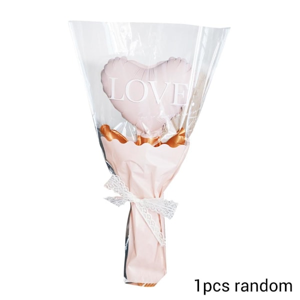 Vackra Blomsterfolieballonger med Förpackning Handhållen Rosbukett Ballong Alla Hjärtans Dag A5i6 heart Random Style