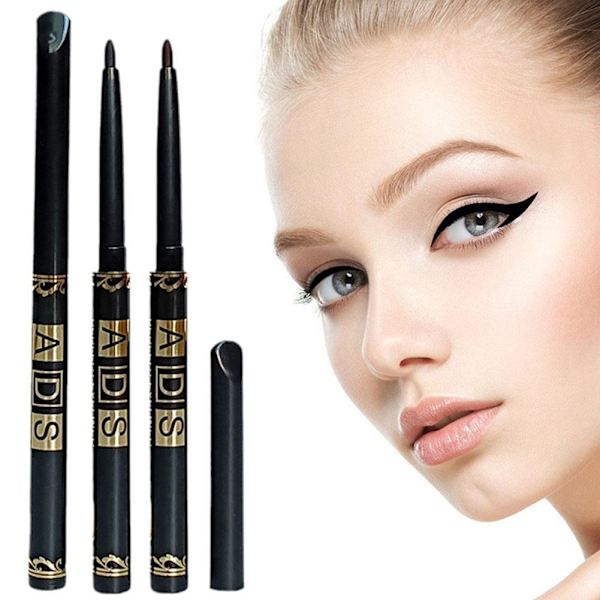 Automatisk infällbar roterande eyelinerpenna vattentät svett svart kosmetisk icke färgfast B5G4 black color 1pc