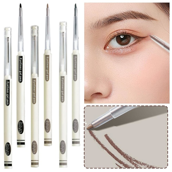 Silkeslen Långvarig Eyeliner Hållbar Vattentät Anti-kladd fo 101 Black Brown 0.12g