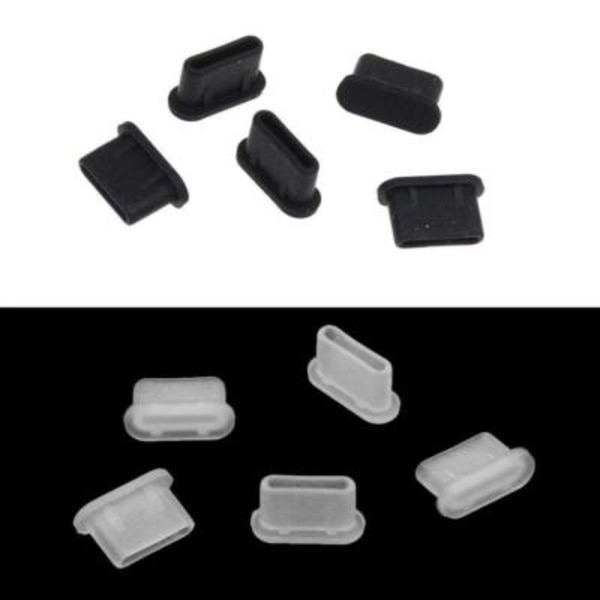 10-100 st Silikon Anti-Damm Plugg Typ-C USB Hörlursdamm L8C8 Plugg Sup♤ white and blackA one-size 2pcs