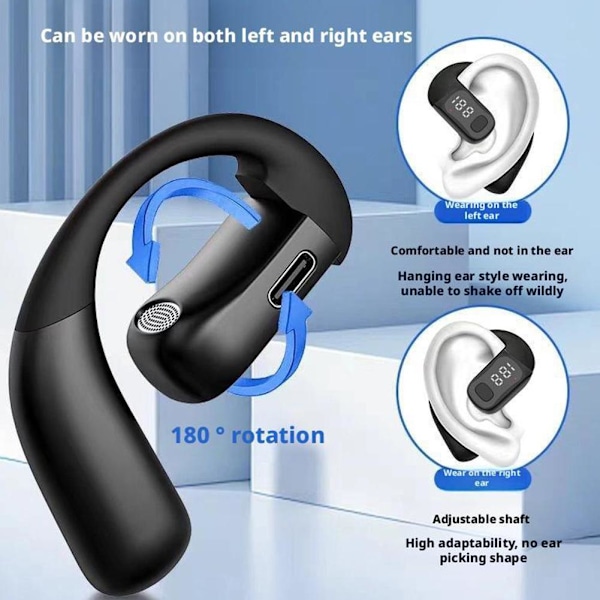 Bluetooth Headset, Trådlöst Bluetooth Hörsnäcka, V5.4 Trådlös Handsfree White 1 set