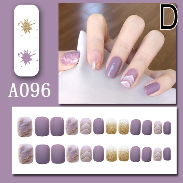 24ST Nail art med lim Pressa på naglar Nail Art Patch Fake Nail A096 one-size